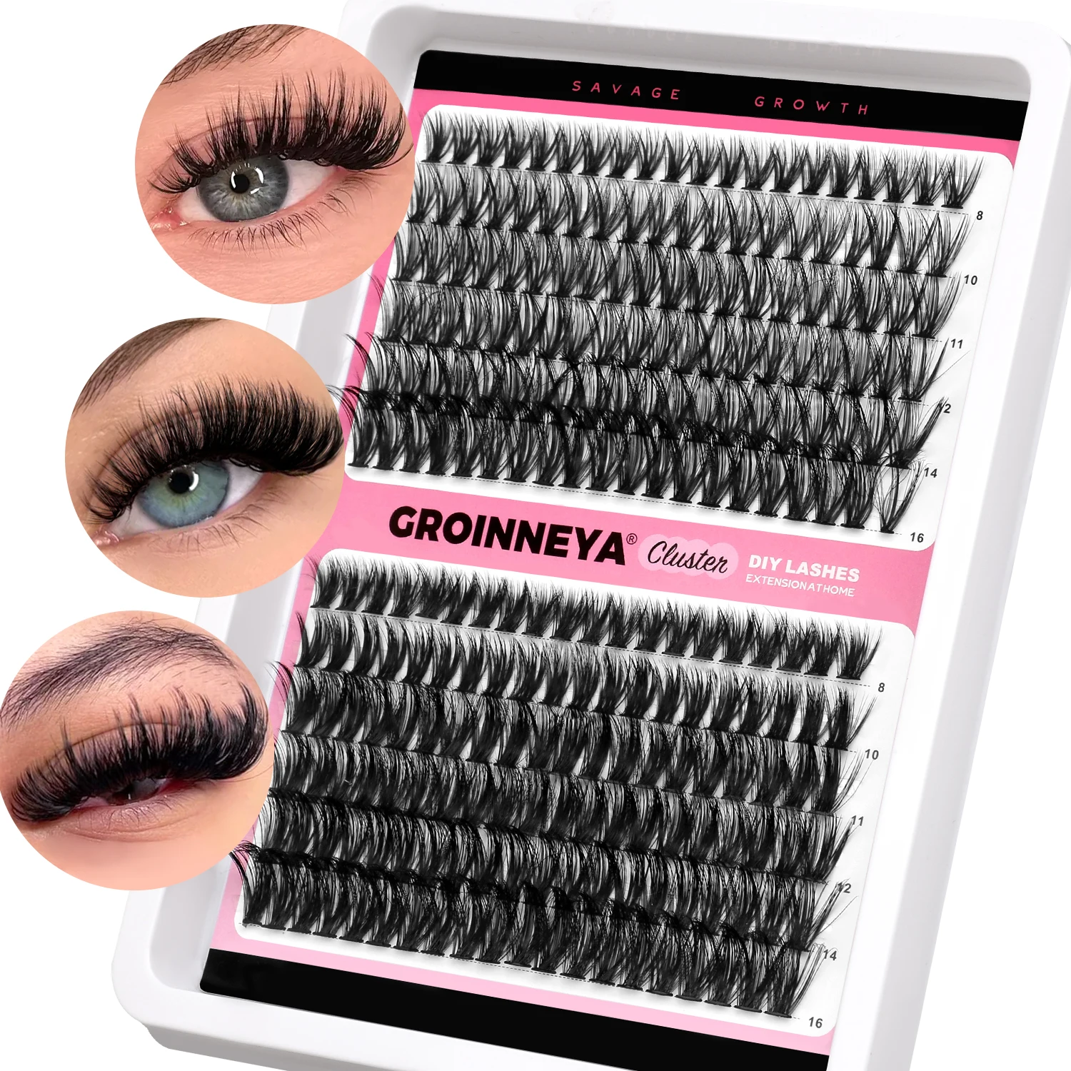GROINNEYA DIY Wimperncluster 5D Flauschige Einzelwimpern Wispy Dicke Wimpern 3/10/12 Reihen Cluster Wimpernverlängerung Make-up