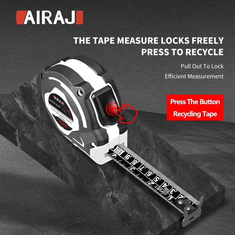 AIRAJ 3/5/7.5/10 متر متري وشريط القياس الإمبراطوري قابل للسحب متري حاكم النجارة مسطرة قياس أداة مقياس على الوجهين #5