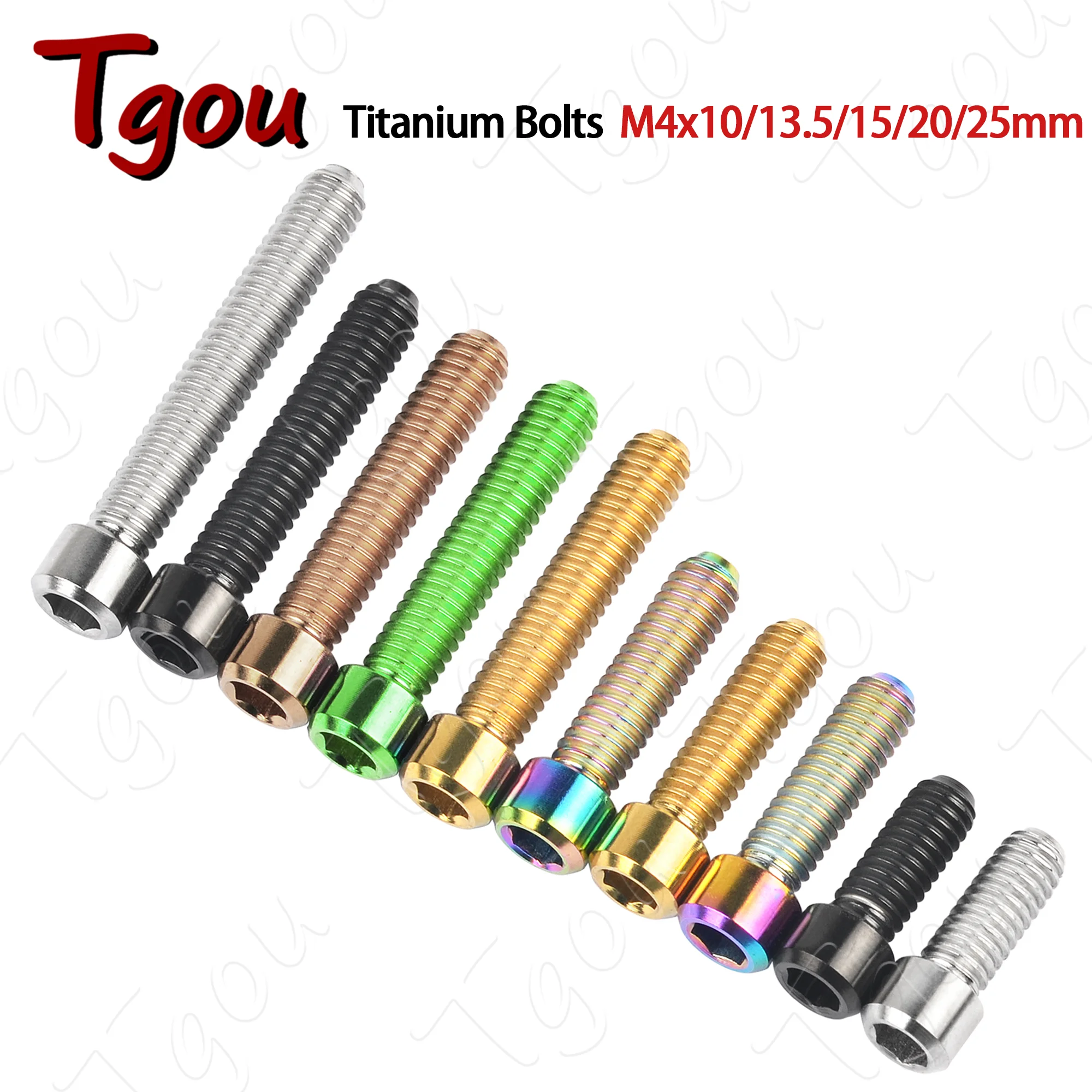 Tgou Titanium Bolt M4x10/13.5/15/20/25mm Allen Key Screw for Bicycle Rear/front Derailleur H/L Adjustment 1pcs