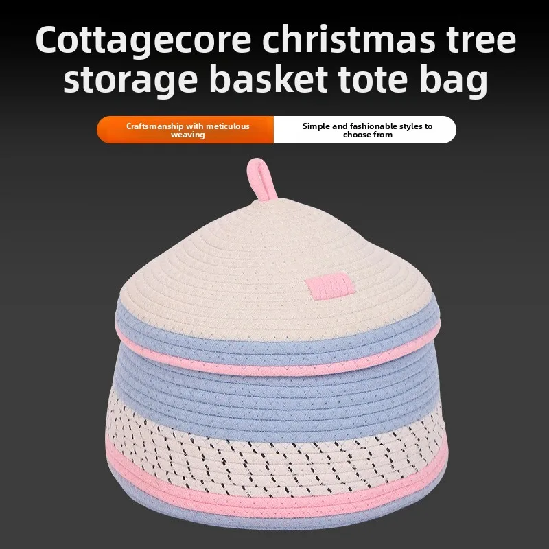Cottage Christmas Tree Storage Basket Handbag Cute Storage Basket Living Room Decoration Cotton Rope Woven Basket