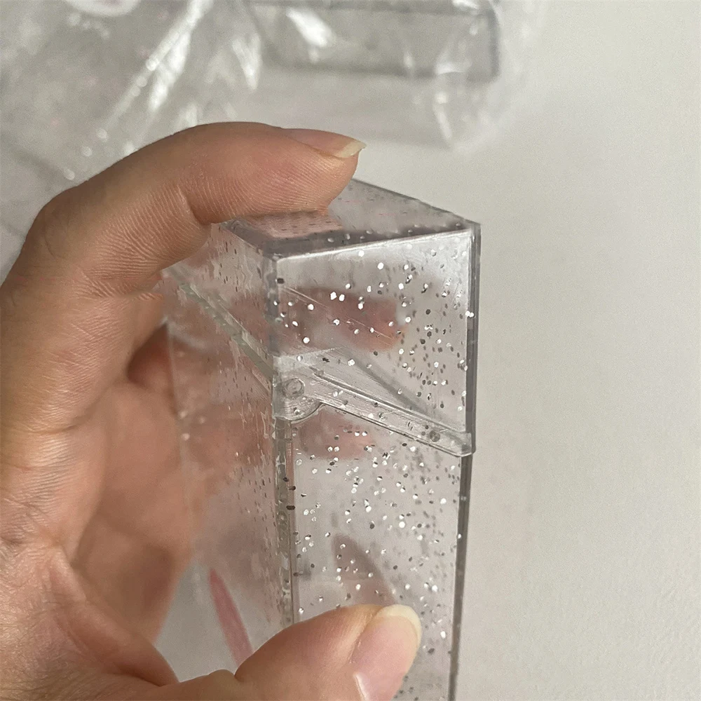 Acrylic Photo Card Storage Box Ins Sparkling Star Photocards Organizer 9.2x6.1cm Flip Up Small Card Box Photocard Packaging Case