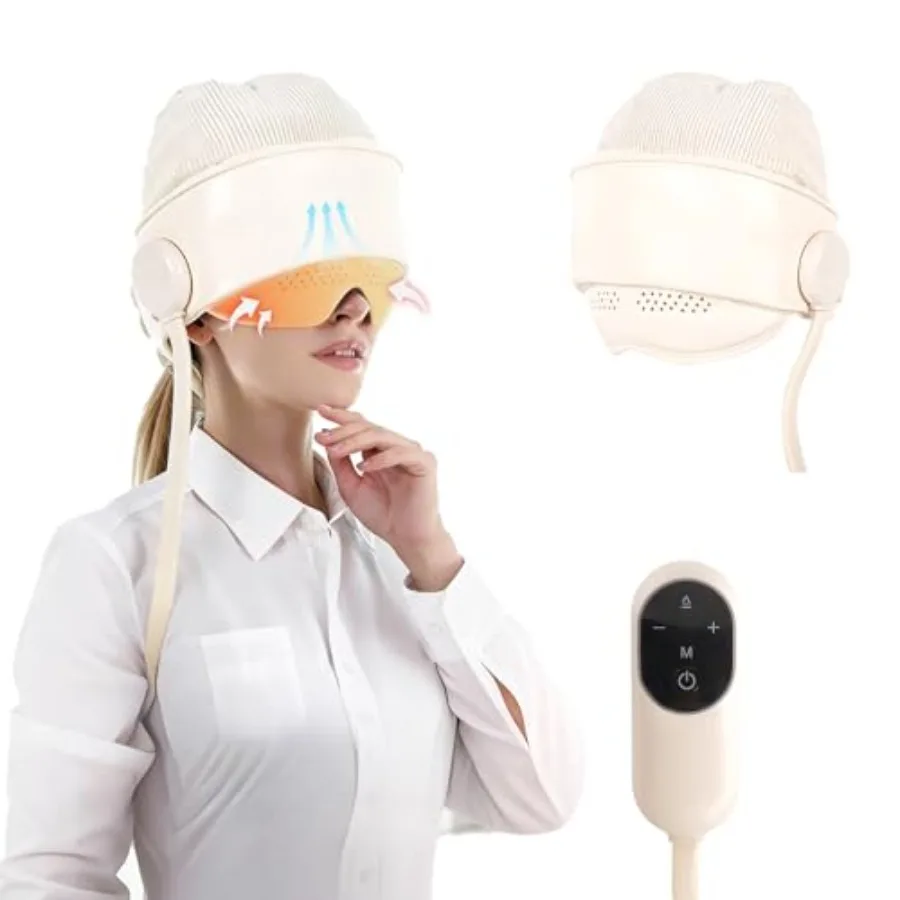 

Electric Rechargeable Head Massager with Heat for Headaches 6 Airbag Massage Zones 3 Heat Levels 4 Massage Modes Black