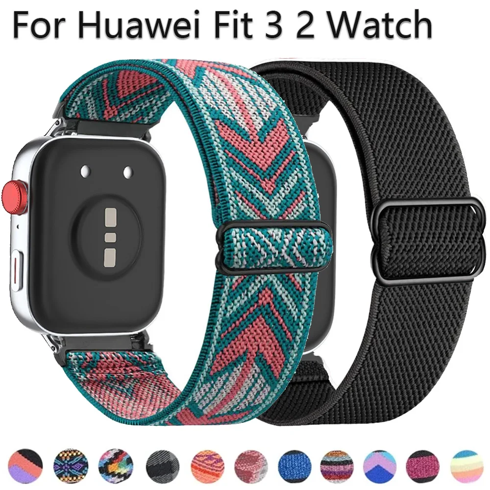 Elastic Nylon Loop Watch Band For Huawei Watch Fit 3 2 Strap Replacement Wristband For Huawei Fit3 Bracelet Correa Accessories