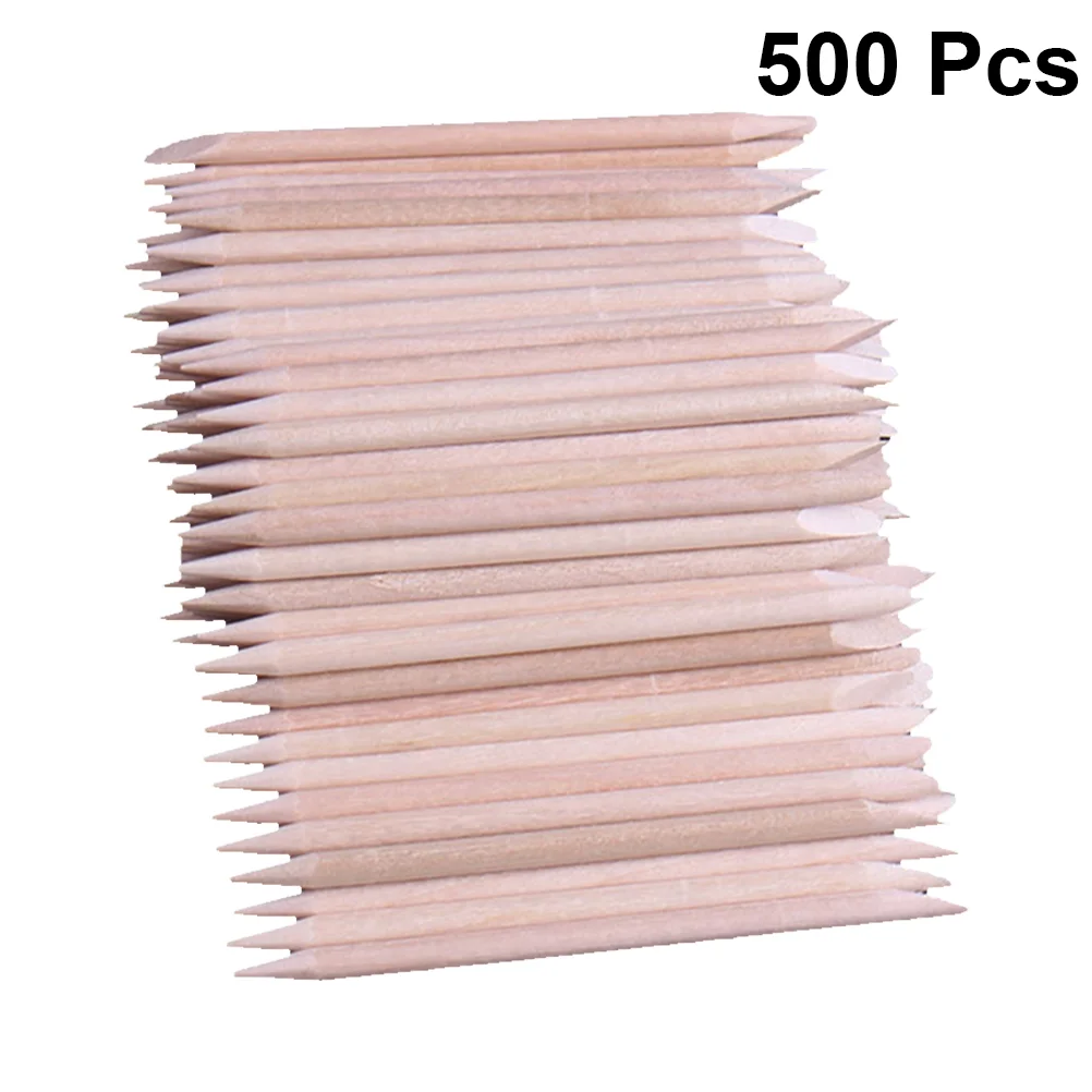 500 Pcs Wood Nail Sticks for Eyebrow Bikini Hair Removal Nail Cleaning Sticker Trimming Diamond Pointing Manicure Pedicure