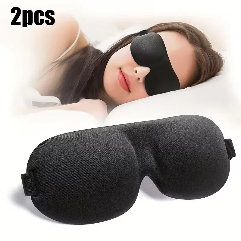 2er-Pack 3D Ergonomische Schlafmaske, Druckfreie Yoga-Augenmaske, 100% Lichtblockierung mit Verstellbaren Riemen