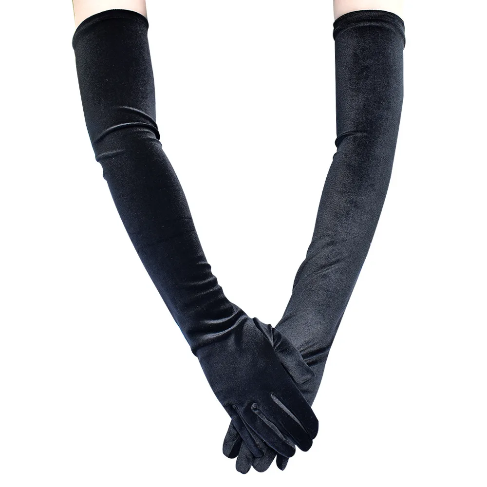 6-colors Classic Adult Velvet Opera/Elbow Full Finger Long Gloves Winter Arm Warm Women Wedding Party Dress Matching Costume