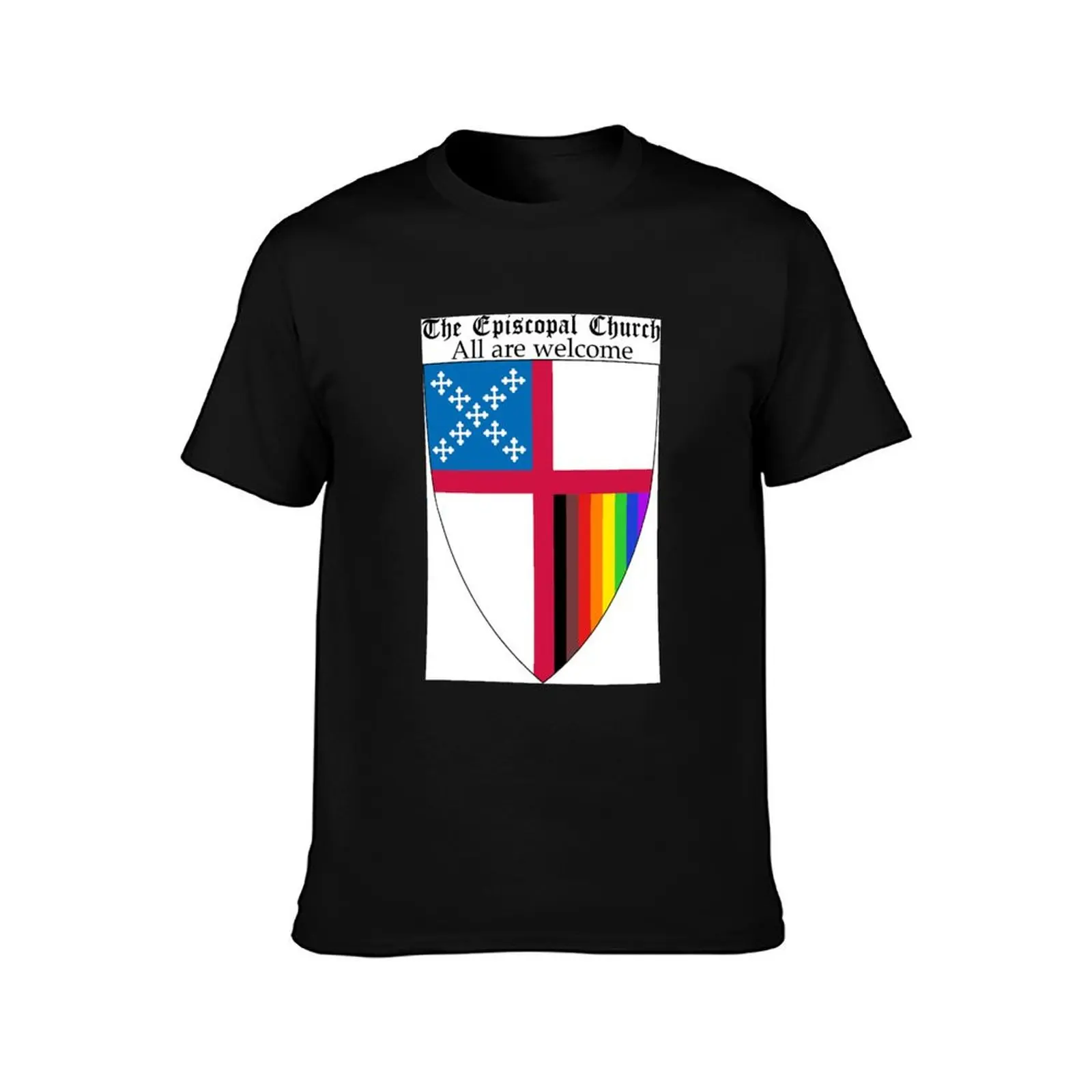 Episcopal Church Shield with 8 Colours Rainbow Pride 1 T-Shirt Summer Casual Cotton Tee Oversized Streetwear Tops 100% Cotton
