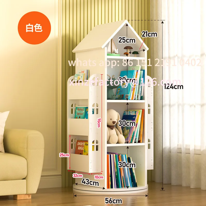 Customizable children's rotating bookshelf toy storage floor-to-ceiling multi-layer bookcase