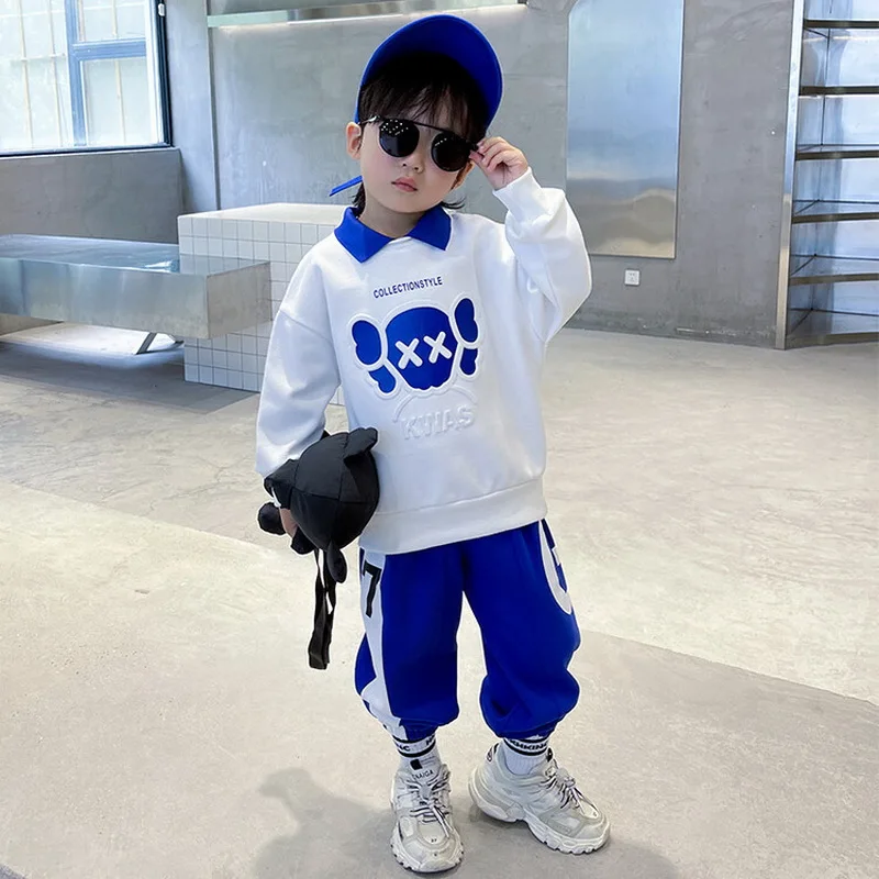 Spring Autumn Fashion Boys Sweatshirt + Sweatpant 2pcs Sets Children Tracksuit Kids Outfits Jumper Pant Jogger Set For 2-10 Year