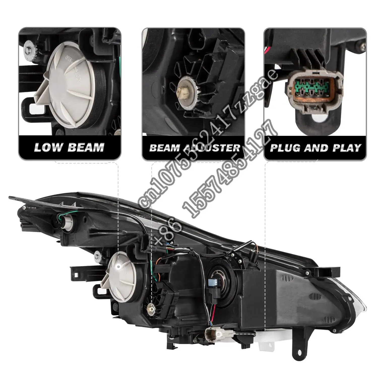 AFS Headlight Assembly Compatible with 2008-2012 Infiniti EX35 2014-2017 Infiniti QX50 Ballast & Bulbs Included Projector