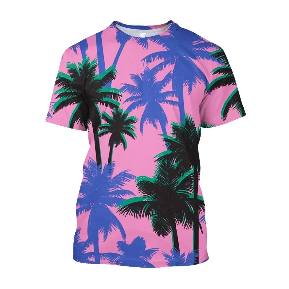 

Summer Fashion Casual Coconut Tree graphic t shirts For Unisex New Trend Beach Leisure Style Printed Round Neck Short Sleeve Tee