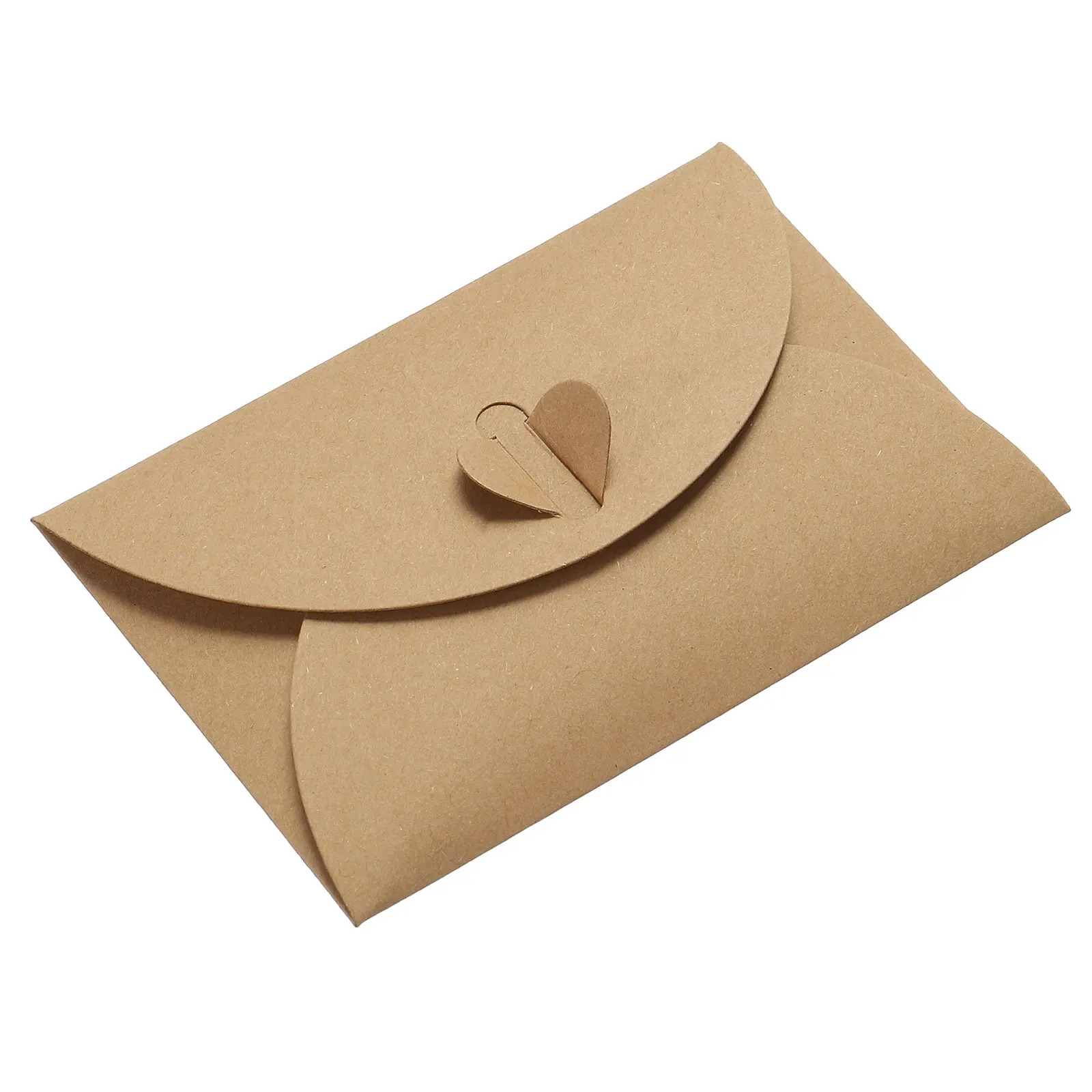 24Pcs Mini Envelopes Heart Clasp Tiny Items Storage Cute Present Card Holder for Wedding Greeting Party Brown