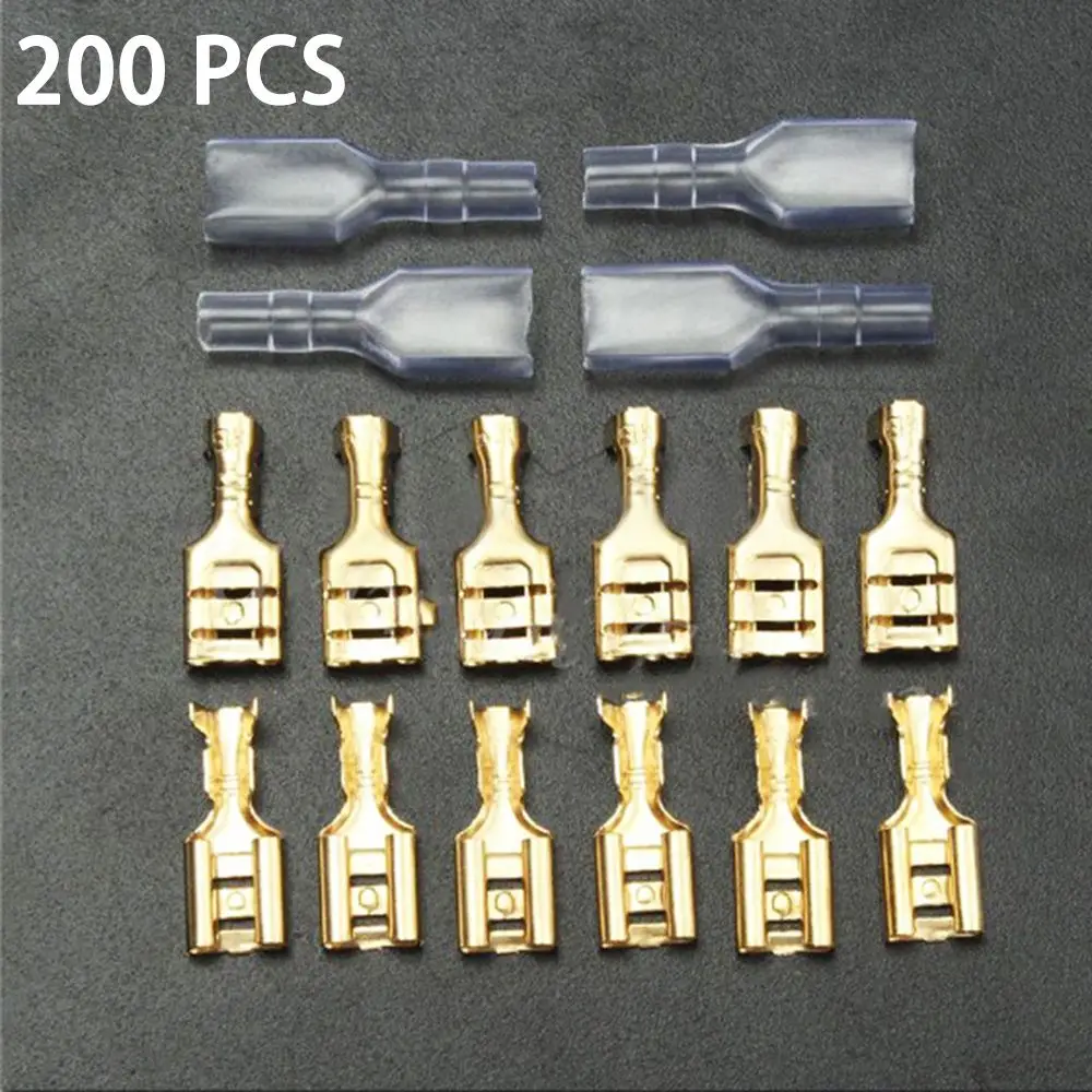200PCS Set Cable  Durable Female Spade Butt Connector Electrical Insulated Wire Crimp Terminal