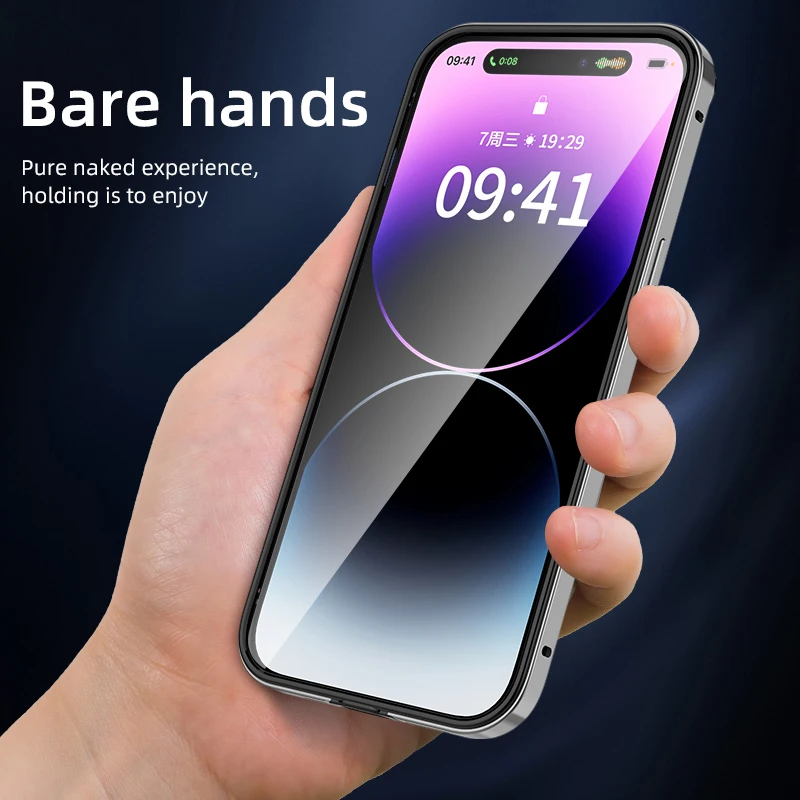 กรณีกันชนสําหรับiPhone 16 Pro Max 14 Plus 13 12 Mini 11 12Pro 15Pro 14pro iPhone15 15Plusโลหะไทเทเนียมสีเทาโทรศัพท์อุปกรณ์เสริม