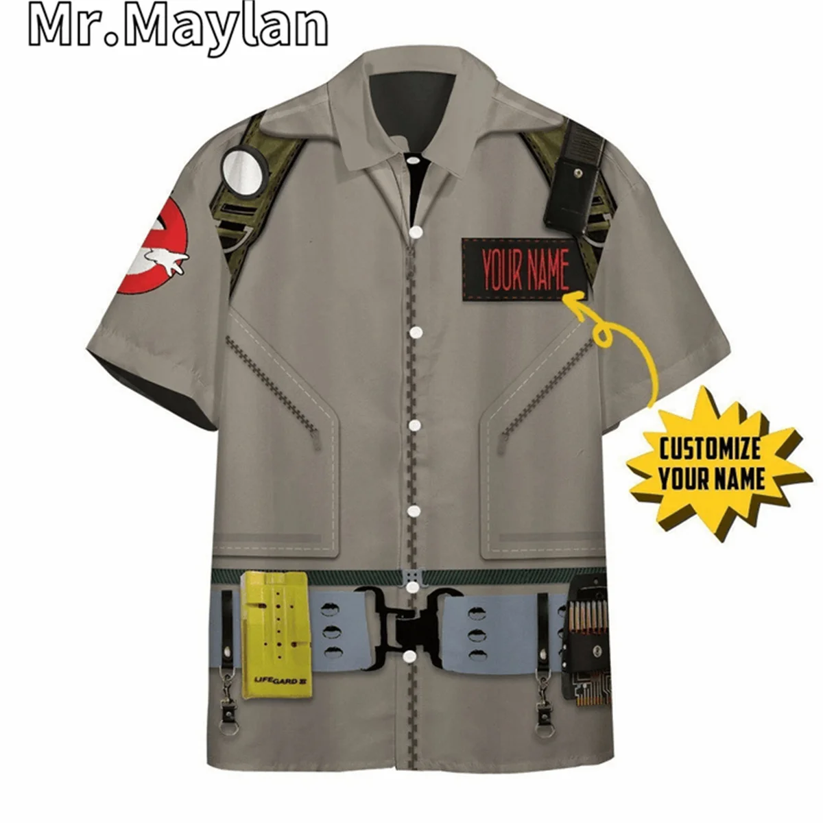 Cosplay Halloween Costume GHOSTBUSTERS 3D Hawaiian Summer Beach Men Shirts Short Sleeve Shirt Street Oversized 5XL Chemise Homme