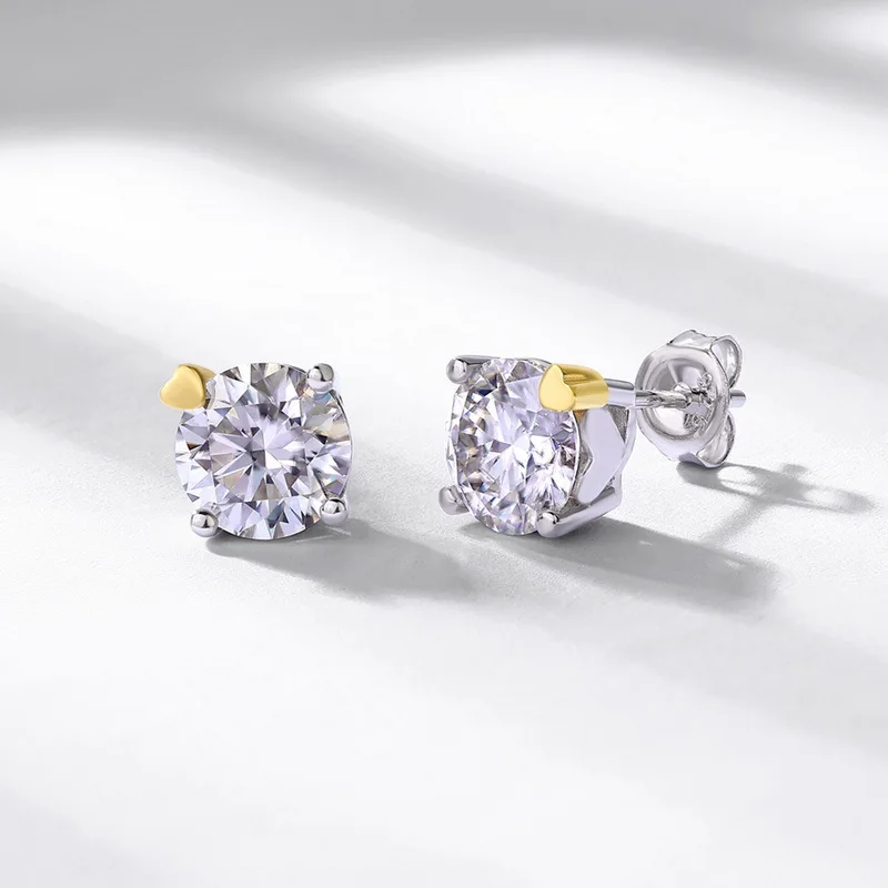 

Geometric Mozambique Diamond Earrings Women's Four Claws 18K Gold PT950 Platinum Silver Plated 7-Layer Gold Earrings