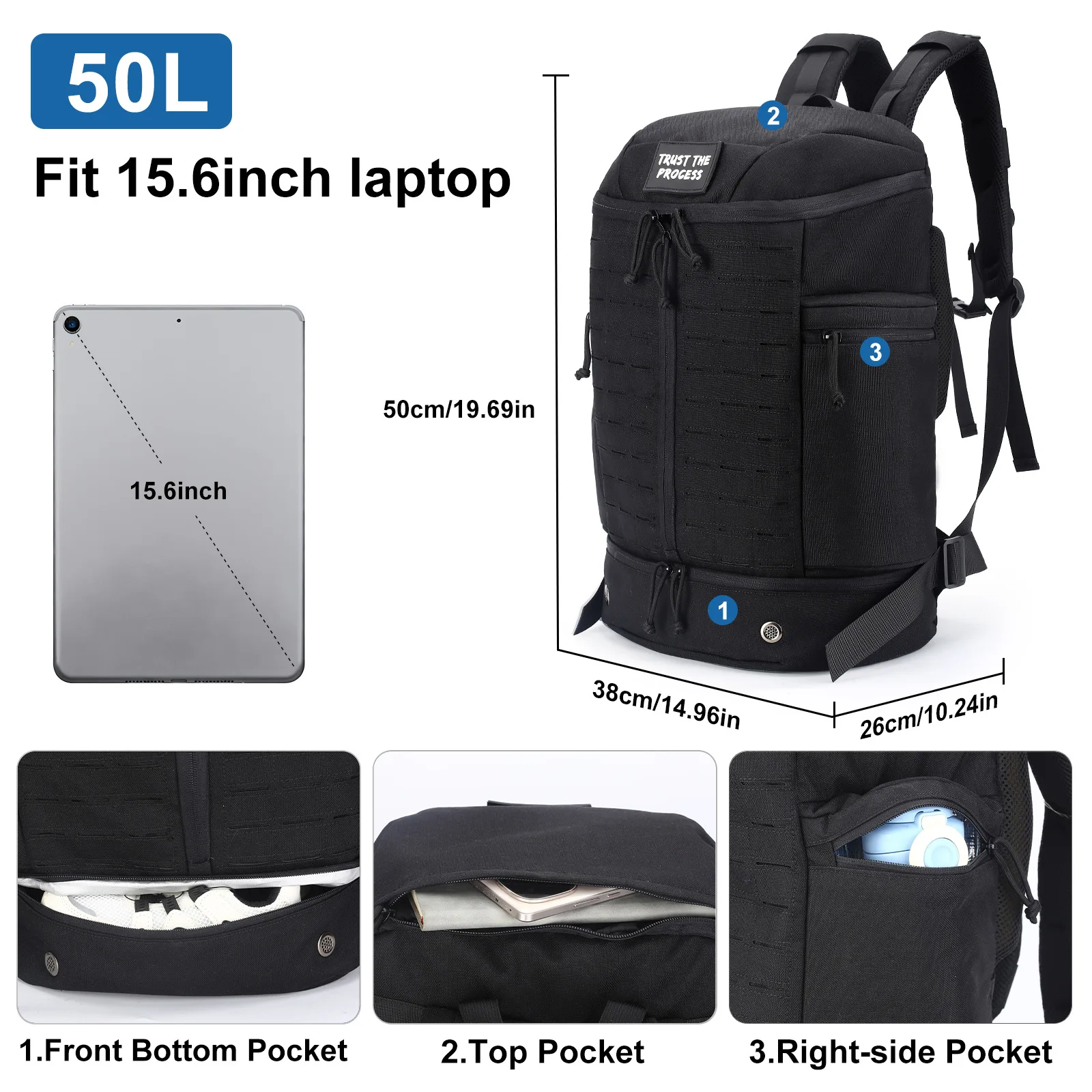 Backpack Men's Outdoor Backpack Large Capacity Waterproof Bag Multifunctional Hiking Backpack Portable Lightweight Design