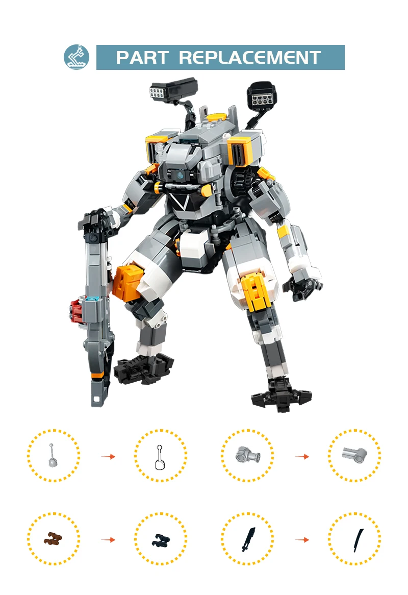 BuildMoc Titanfall Vanguard-Class FS-1041 Robot Building Blocks Set Titan Mecha Game Bricks Toys For Children Kid Birthday Gifts