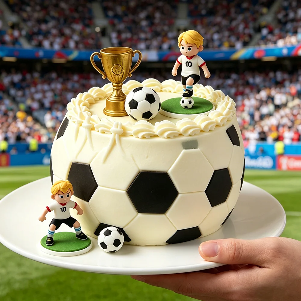 Fußball-Sportthema Tortendekoration Fußballspieler Junge Trophäe Fußball-Topper Kinder Einjähriges Geburtstagsfeier Kuchendeko Zubehör