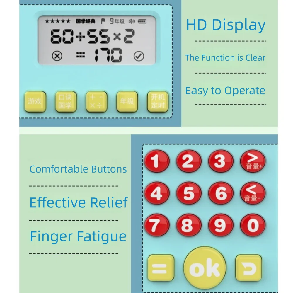 2 in 1 Electronic LCD Writing Board Color Screen with Stylus Pen Calculator Handwriting Board Oral Calculator Learning Machine