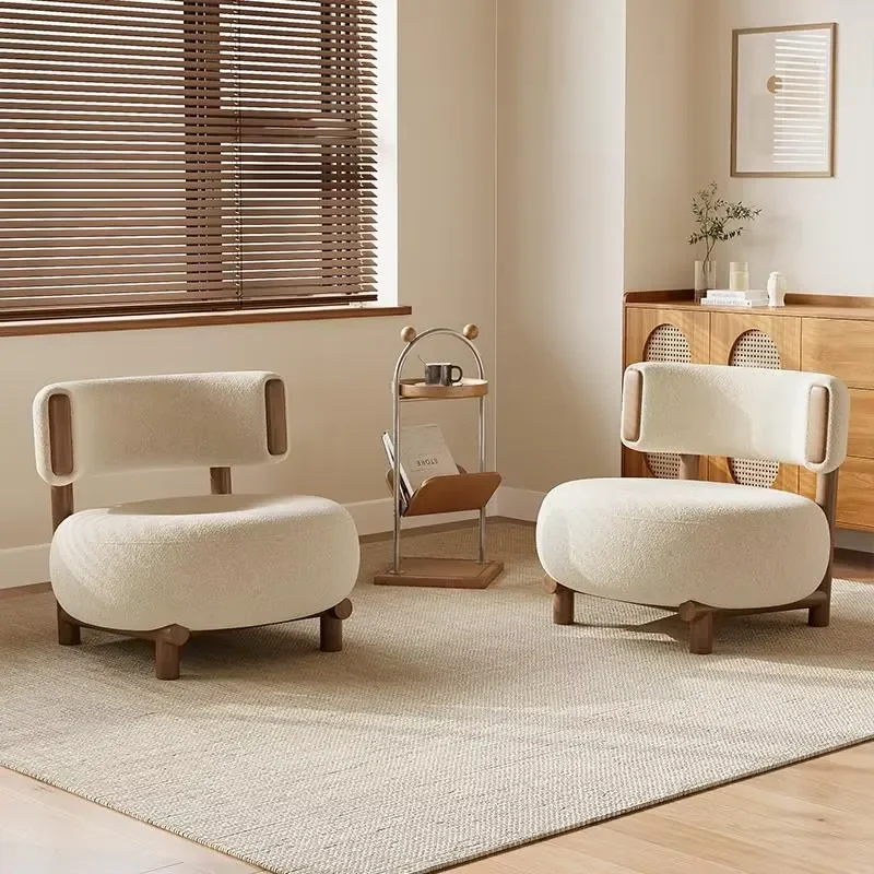 #High-End Minimalist Cream Single Sofa Chair Light Design for Living Room Balcony Leisure-Comfortable Corner Feature