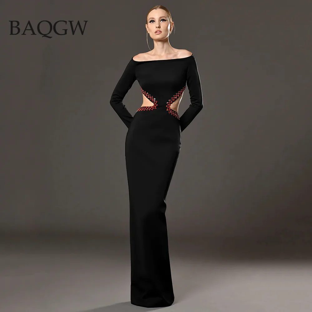

Women Black Sexy Luxury Diamond Sparkly Open Back Waist Hollow Long Bandage Dress Elegant Celebrity Party Evening Luxury Dresses