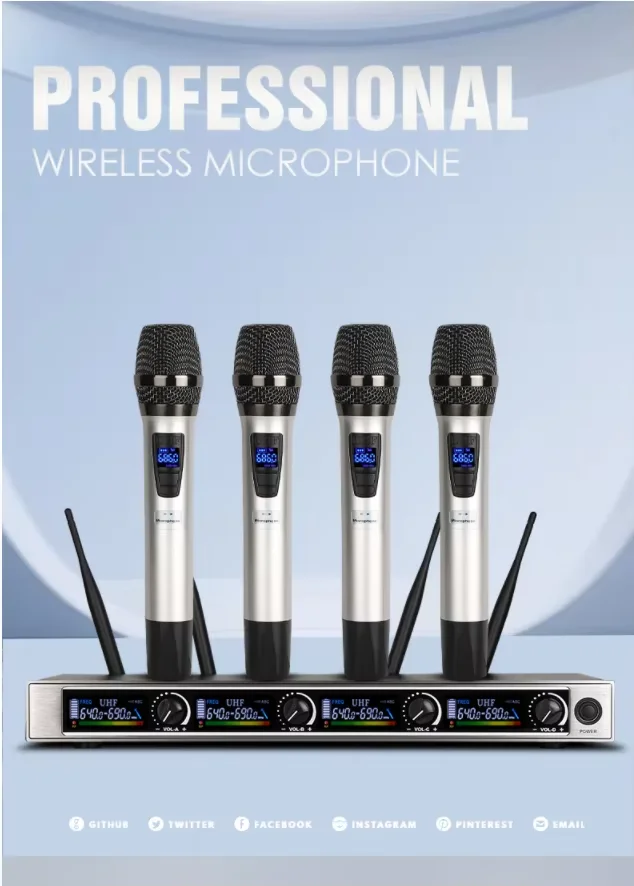 TLF Xtuga TY01 Sistema microfonico wireless professionale a 4 canali Modello polare cardioide per registrazione in studio e conferenze