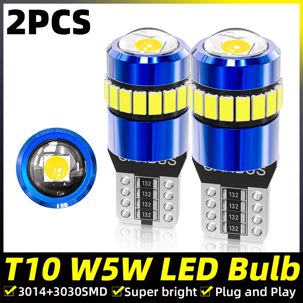

2pc T10 W5W LED CANBUS No Error 12V Car Side Interior Lights 168 194 3030 3014 5W Car Dome Map Glove Reading Parking Width Light