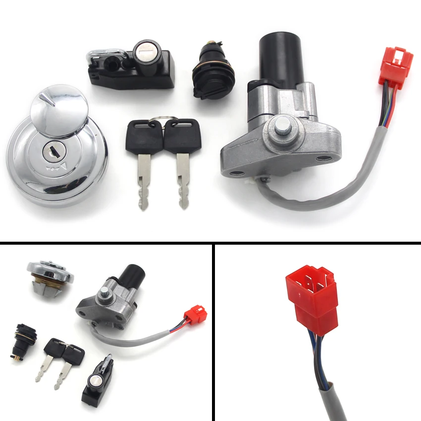 Motorcycle Key Fuel Cap Kit Ignition Switch For Yamaha XVS125 Drag Star XVS250 Drag Star XVS400 Drag Star OEM:4TR-82021-00 Parts