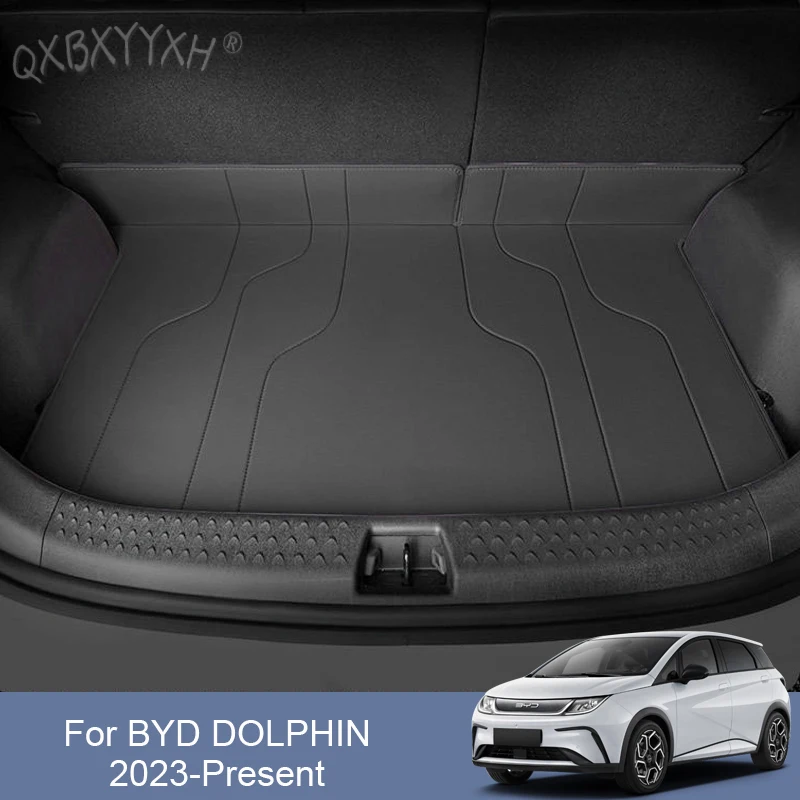 Car Trunk Main Cargo Liner Nappa Leather Mat For BYD Dolphin 2023-2027 Auto Waterproof Anti-Scratch Wear-Resistant Pad Accessory