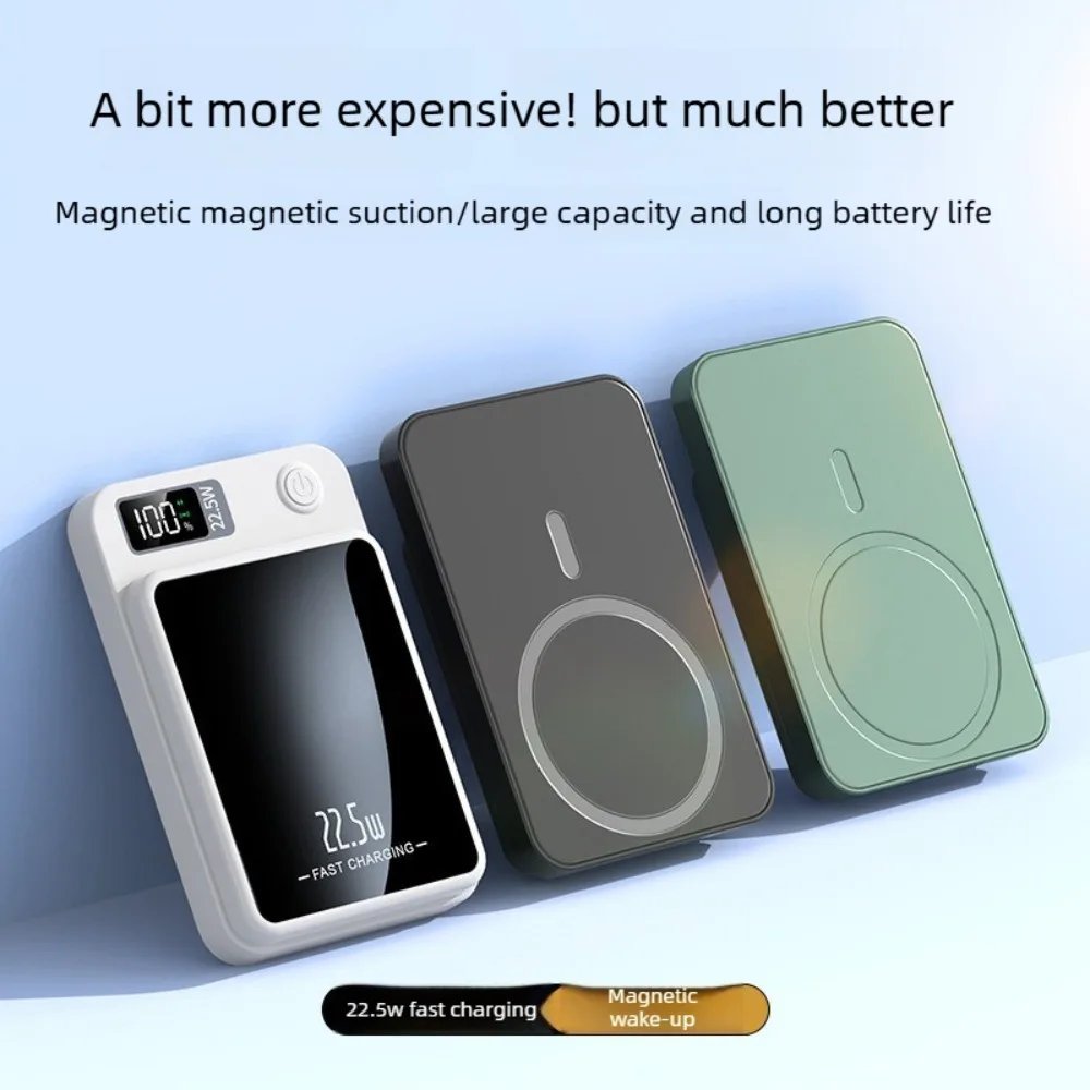 10000mAh Magnetic Wireless Power Bank Ultra Slim Fast Charging Battery Snap-on Charger for iPhone 15 14 13 Samsung Android