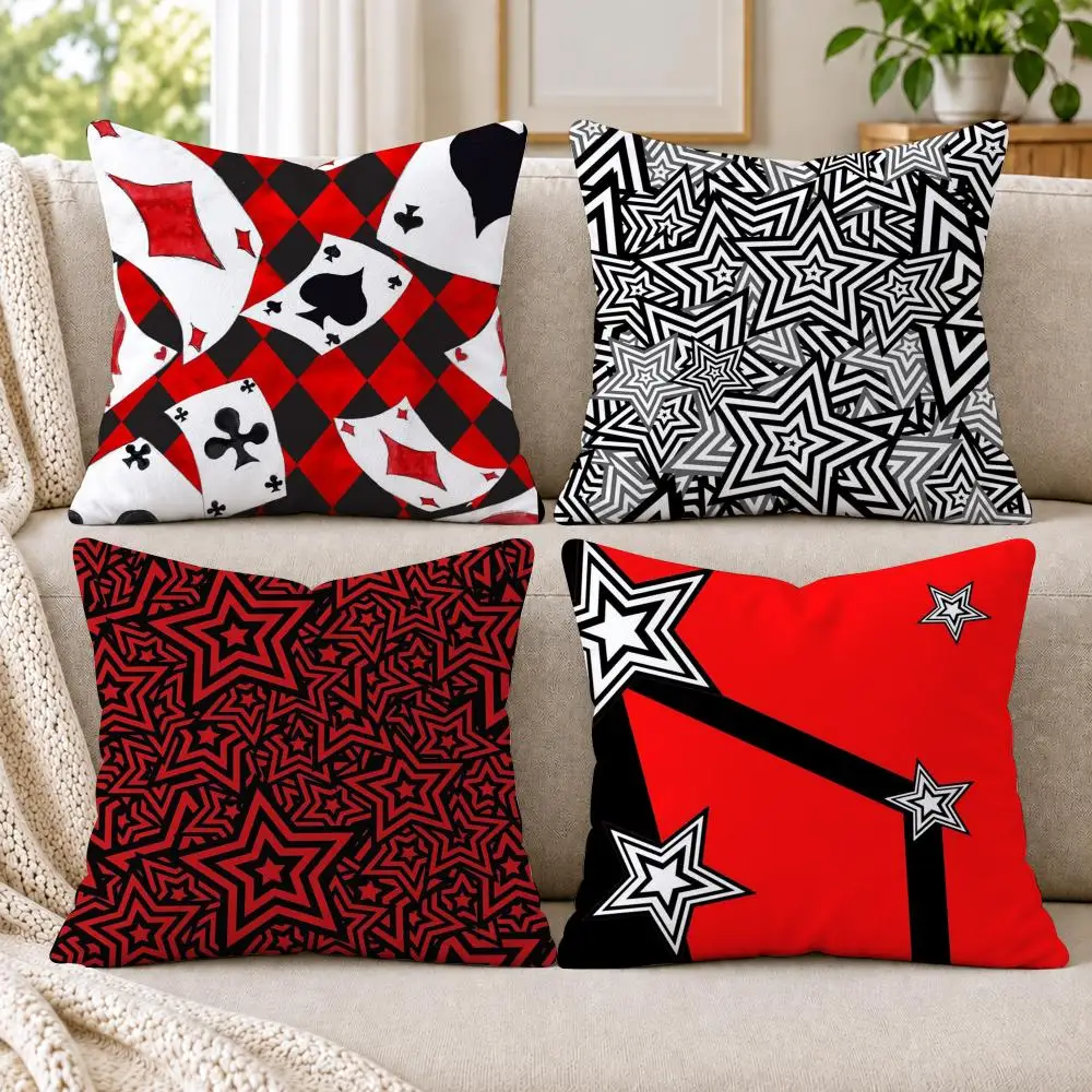 Cartoon P-PersonaS 5 Cushion Cover Short Plush Double-Sided Printing Sofa Bedroom Living Room Throw Pillow Cover Home Decor