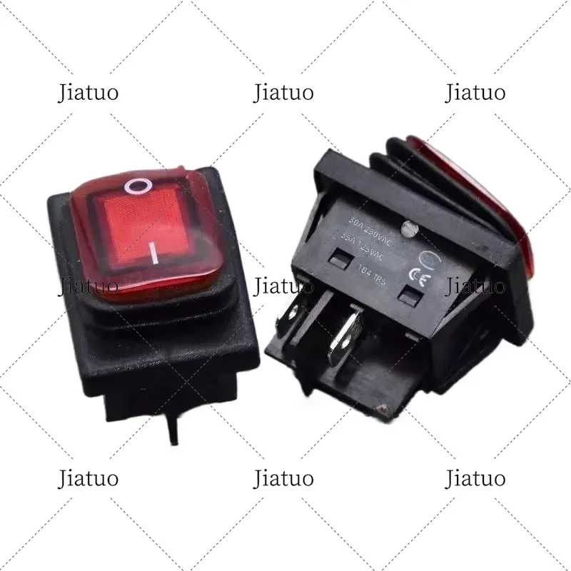 1pcs for KCD4 Waterproof Boat Switch High Current 30A 4 Pin 2 Speed Red with Light Rocker Key Switch