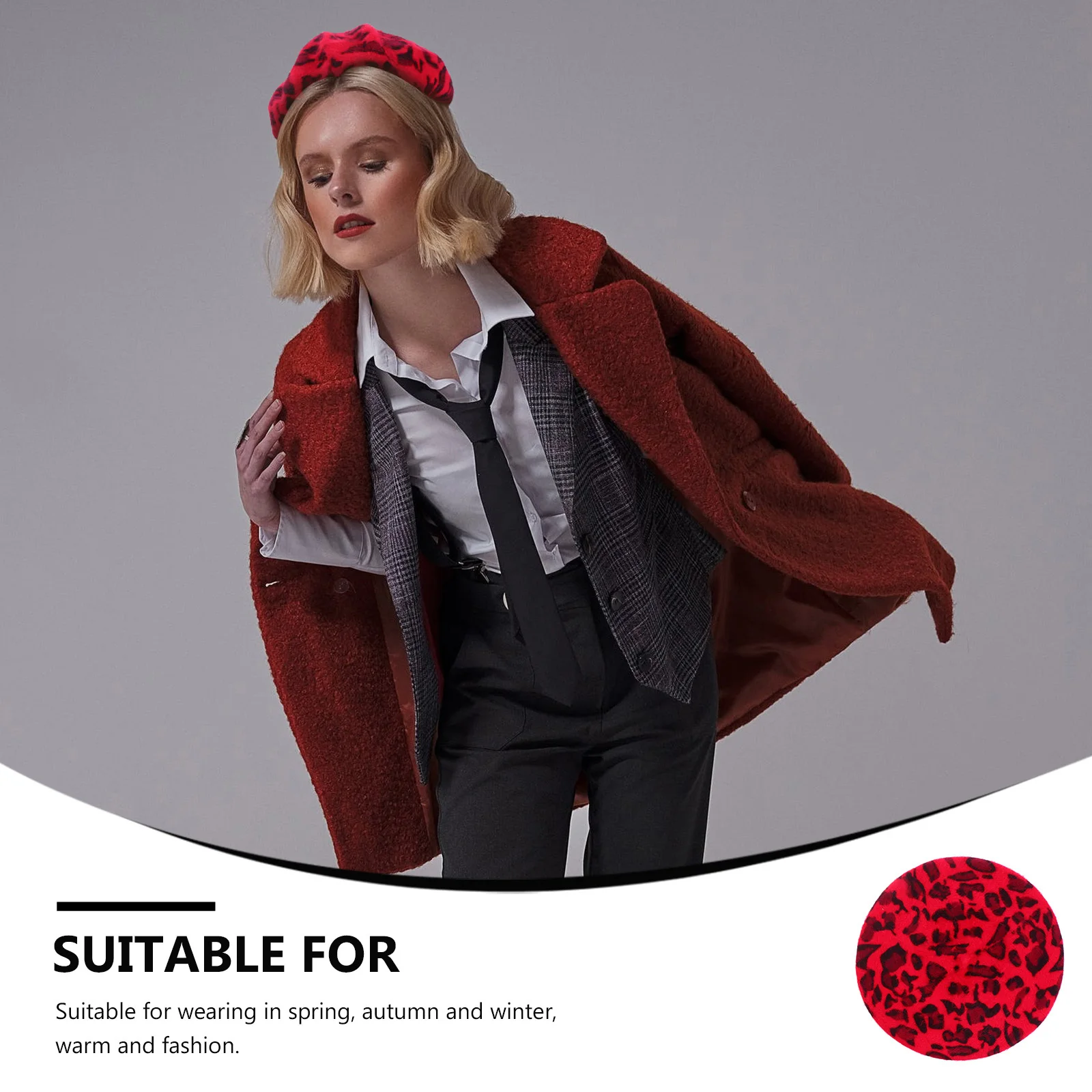 

1Pcs Female Fashion Beret Hat Leopard Printing Warm Lovely Beanie Cap for Spring Autumn Winter Beret Female Hat
