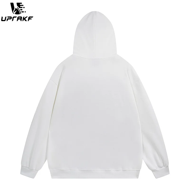 UPRAKF Retro Hoodie Streetwear High Quality Hip Hop Fashion Casual Tops Long Sleeve Pullovers American Style