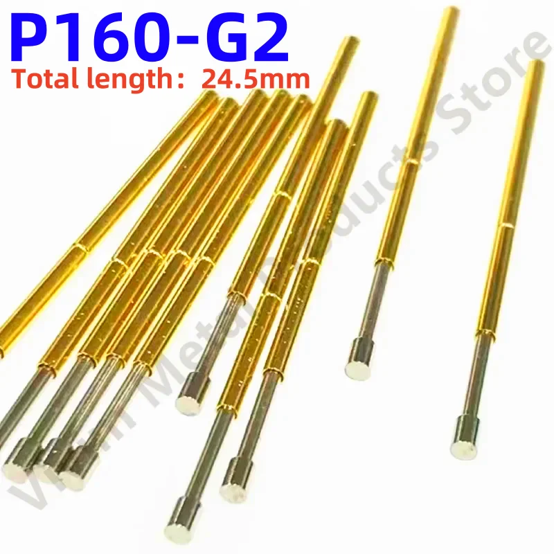 

100PCS P160-G2 Spring Test Probe Pogo Pin Spring Test Pin Length 24.5mm Needle Dia 1.36mm Test Probe Head Dia 1.50mm P160-G