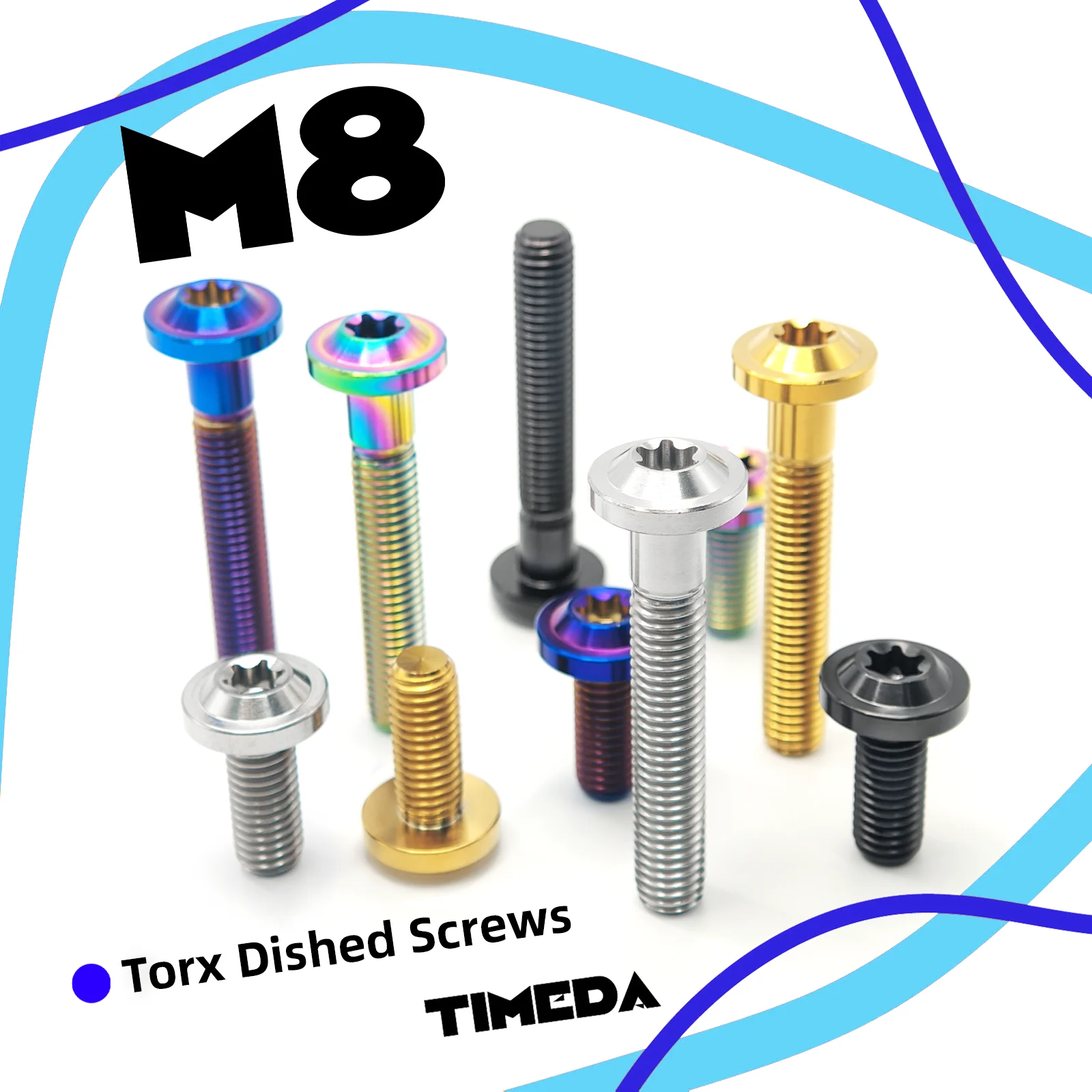 M8 12mm Titanium Bolts Pitch 1.25mm Titanium Torx Dished Screws for Motorcycle Accessory Parts