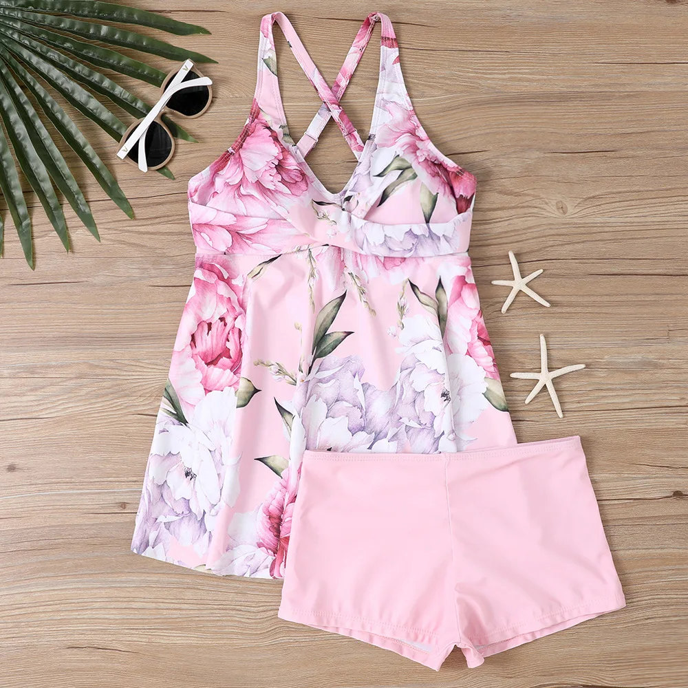 New Tankini Swimsuit Women Swimwear Fashion Vacation Print Shorts High Quality Plus Size Swimdress Summer Two-piece Set S-5XL