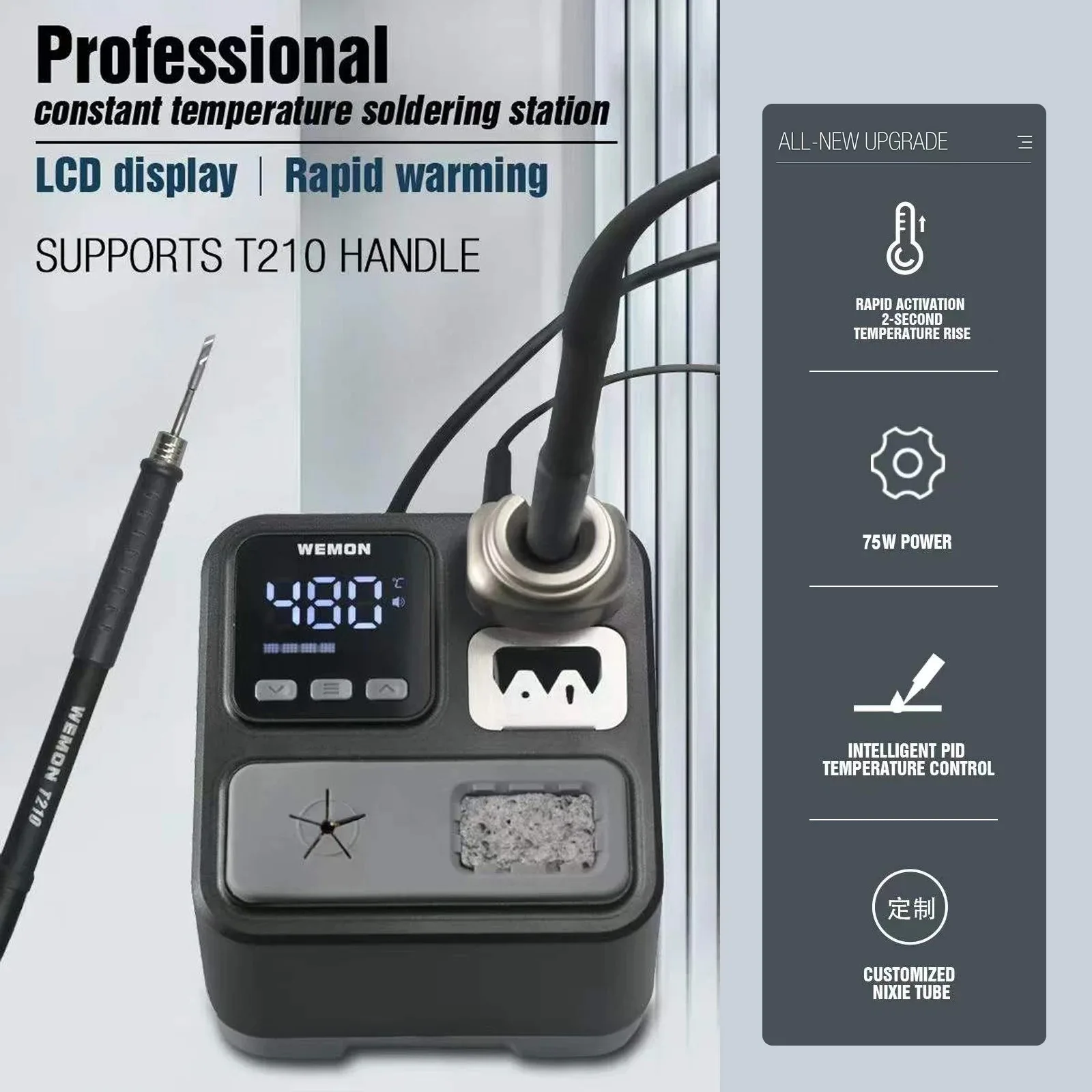 WEMON K21A 75W Portable Smart Soldering Machine with T210 Handle 2 Second Rapid Heating Temperature Control Welding Station