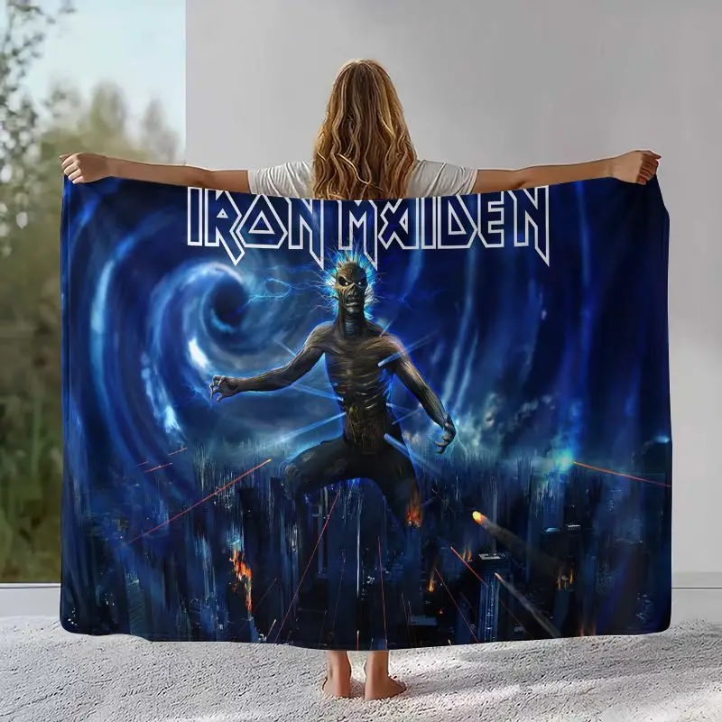 Eddie I-Iron M-Maiden Cartoon Sign Flannel Throw Blanket,Cozy Warm Blanket for Bed,Sofa,Living Room,Picnic,Camping,Home Décor