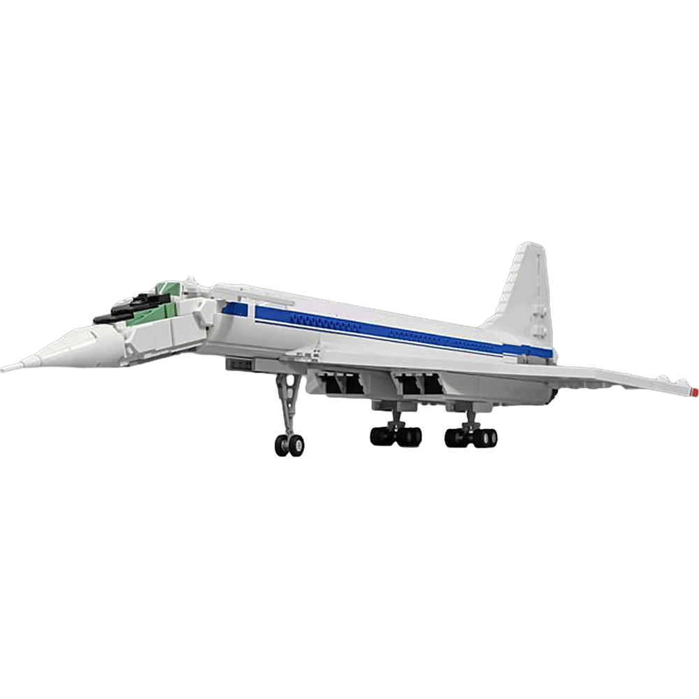 

Gobricks MOC Tupolev Tu-144D Concorde Aircraft Building Blocks Model Supersonic Civil Aviation Aircraft Bricks Assembly Toy Gift