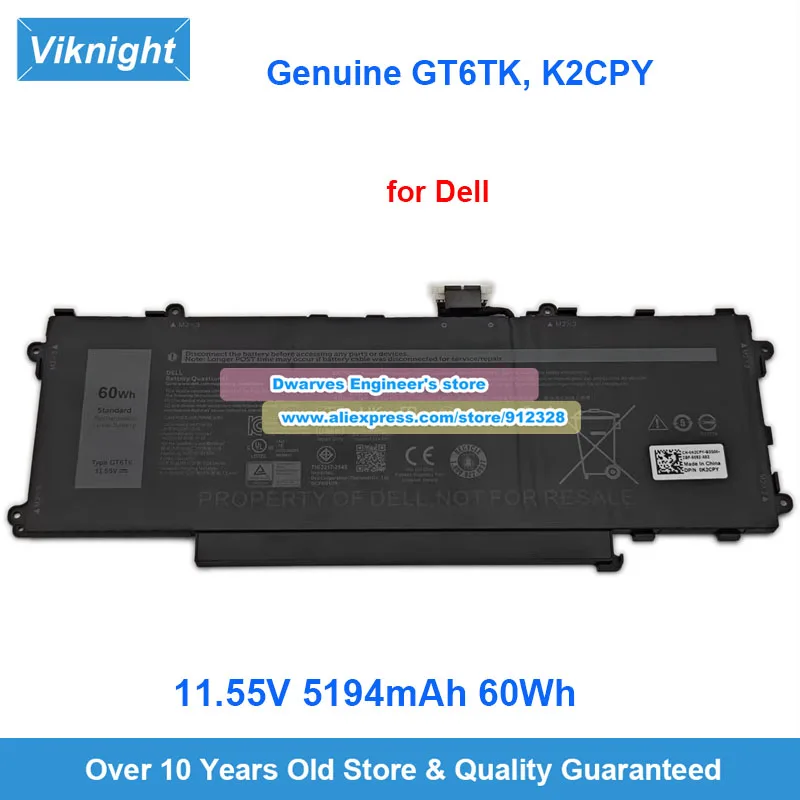 

Genuine GT6TK K2CPY Battery 11.55V 5194mAh 60Wh for Dell Latitude 9440 9450 E9450 2-in-1 Laptop Battery