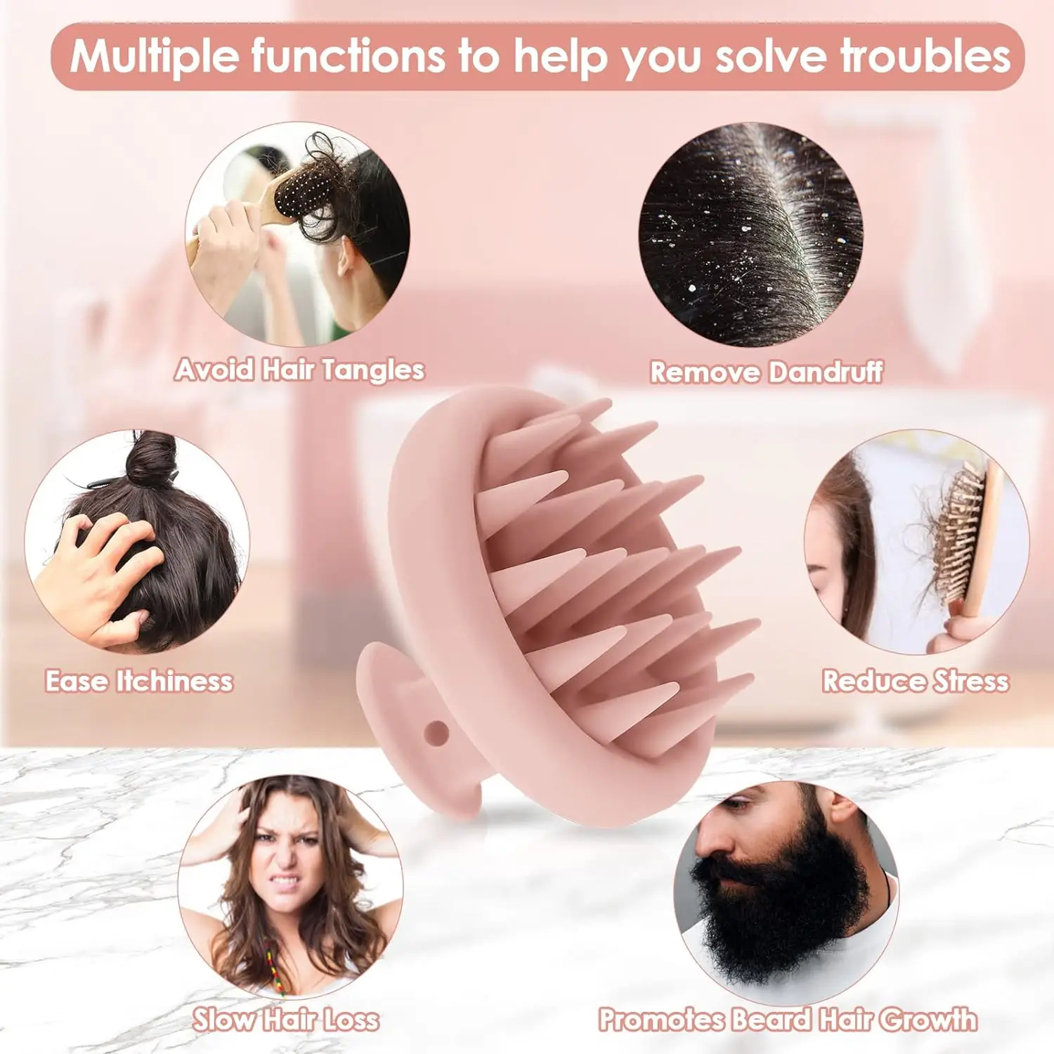 2024 Soft Silicone Hair Scalp Massager Shampoo Brush Dandruff Removal for Wet Dry Hair Scalp Brush Hair Scalp Massager