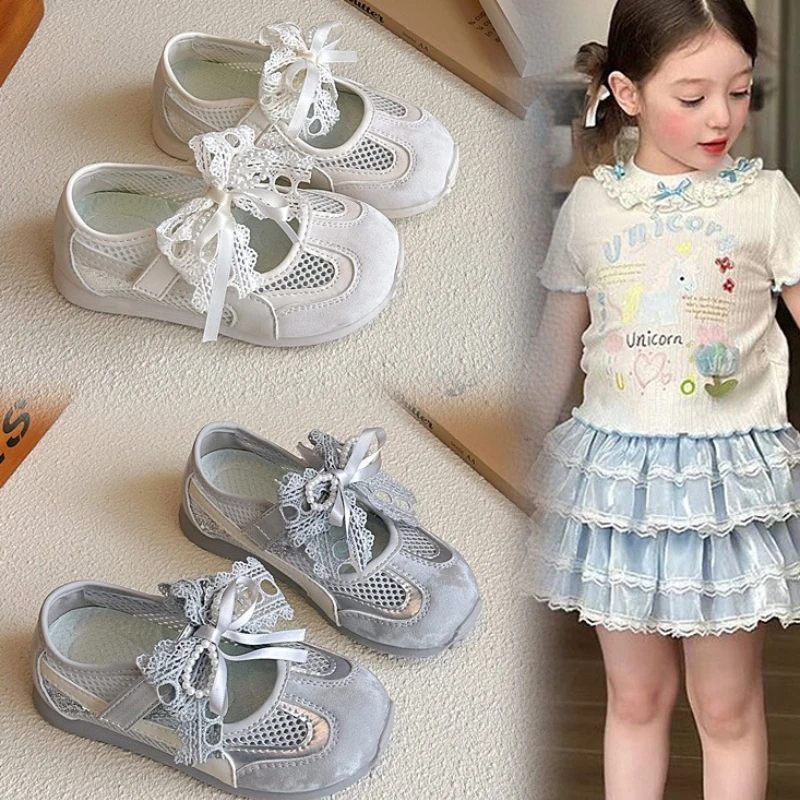 Girl Mesh Sandal Summer New Korean Version Child Soft Soled Singleshoe Casual Girl Butterfly Outdoor Travel Walking Sport Sandal