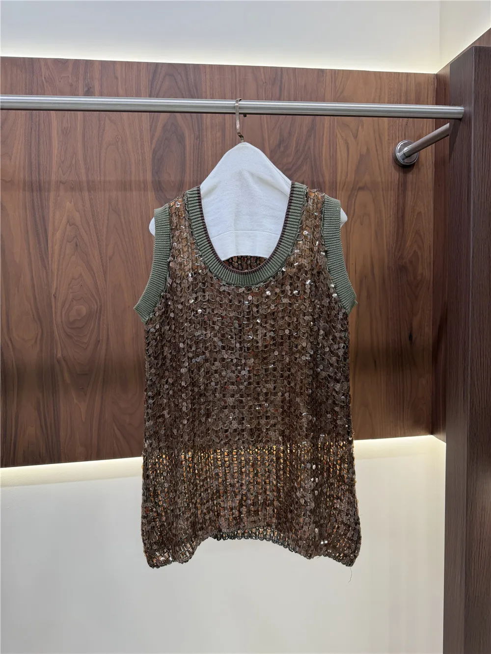 Heavy-Embellishment Sequin Openwork Tank Top and Midi Skirt Women 2-Piece Set view 2