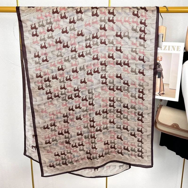 100% Mulberry Silk High Grade Luxury Korean Style Horse Versatile Shawl Outer Wear Long Scarf Neck Scarf