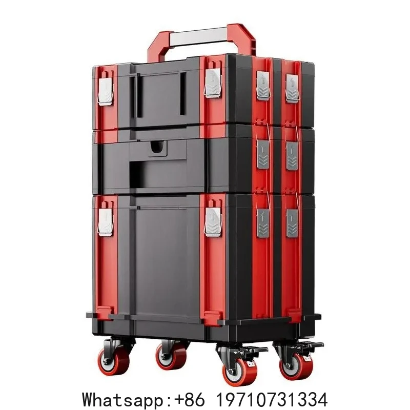 Complete Tool Case Large Hard Case Tool Box Movable Multi-layer Plastic Toolbox Professional Electrician Toolboxes for Workers