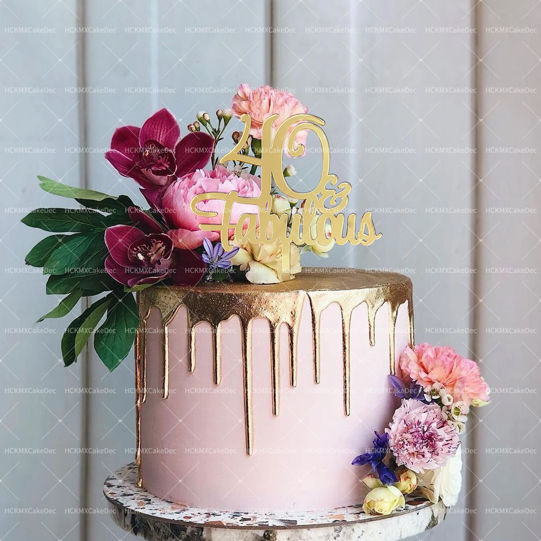 Fabulöser 18., 21., 30., 40., 50., 60. Geburtstag, goldene, einfache Zahlen, Happy Birthday Acryl-Kuchenaufsatz für Hochzeit, Geburtstagsfeier, Kuchendekoration – Detail 4