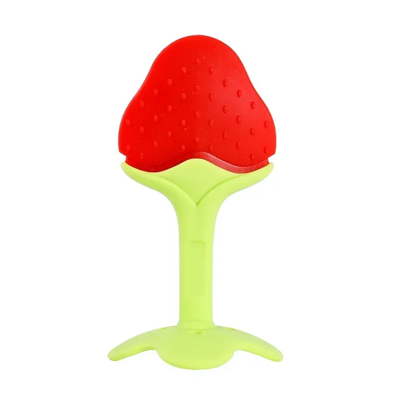 Fruit Baby Teether Strawberry Peach Type Food Grade Silicone Child Infant Teething Toy Molar Stick for Toddler Kids Teethers