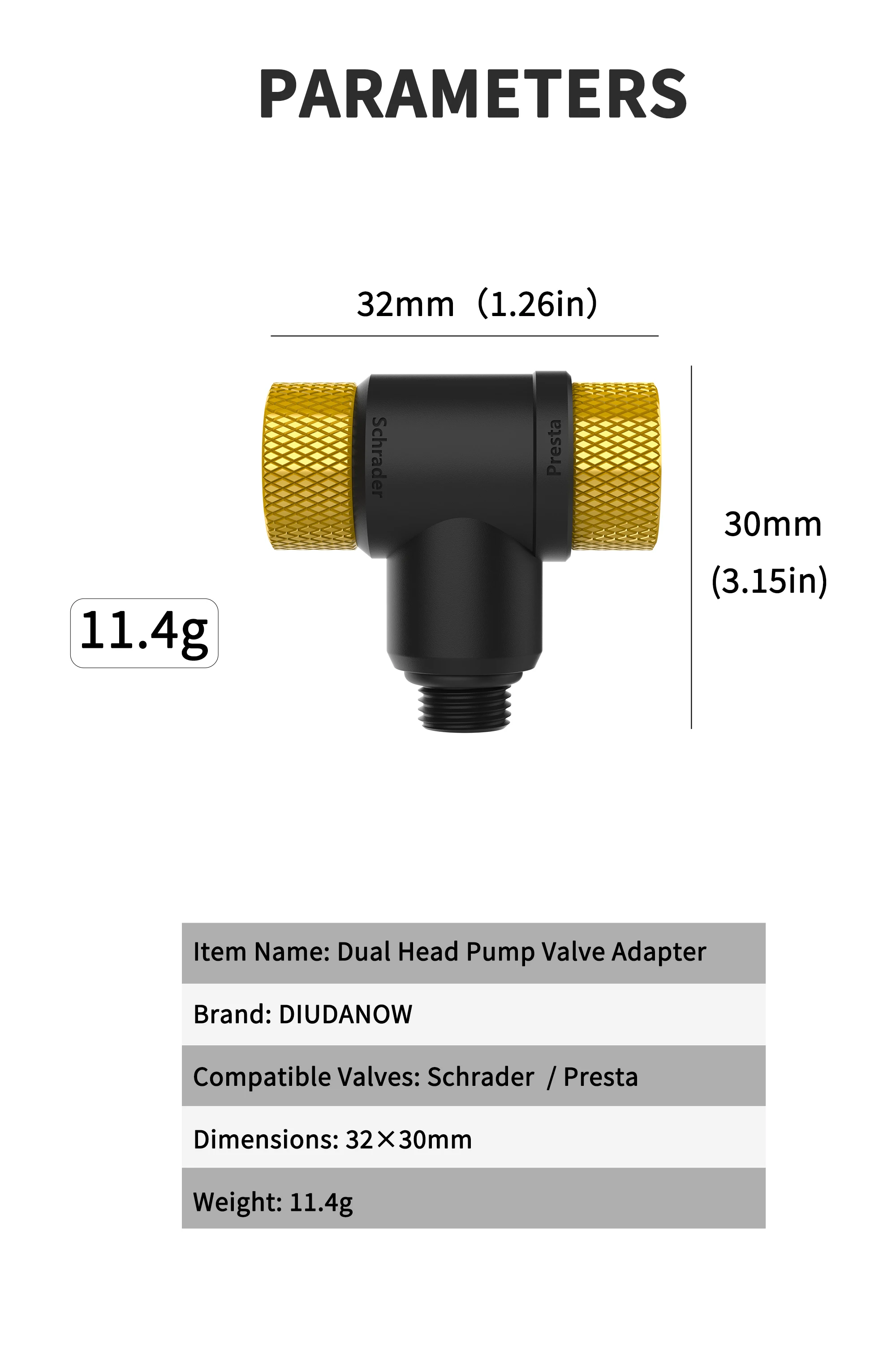 Doppelkopf-Fahrradpumpenadapter F/V A/V Schrader Presta Ventil-Konverter für Fahrradausrüstung – Detail 3